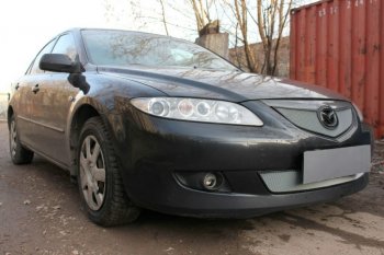 3 699 р. Защитная сетка в бампер (низ, ячейка 3х7 мм) Alfeco Стандарт Mazda 6 GG лифтбэк дорестайлинг (2002-2005) (Хром)  с доставкой в г. Тольятти. Увеличить фотографию 3