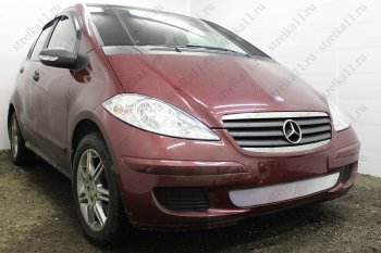 3 899 р. Защитная сетка в бампер (низ, ячейка 3х7 мм) Alfeco Стандарт Mercedes-Benz A class W169 дорестайлинг, хэтчбэк 5 дв. (2005-2008) (Хром)  с доставкой в г. Тольятти. Увеличить фотографию 2