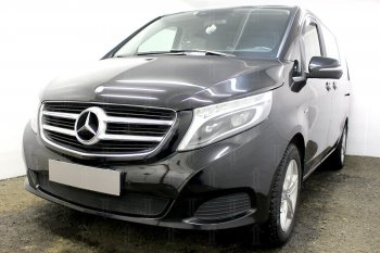 3 779 р. Защитная сетка в бампер (низ, ячейка 3х7 мм) Alfeco Стандарт Mercedes-Benz Vito W447 дорестайлинг (2015-2020) (Чёрная)  с доставкой в г. Тольятти. Увеличить фотографию 2