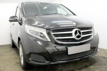 3 779 р. Защитная сетка в бампер (низ, ячейка 3х7 мм) Alfeco Стандарт Mercedes-Benz Vito W447 дорестайлинг (2015-2020) (Чёрная)  с доставкой в г. Тольятти. Увеличить фотографию 3