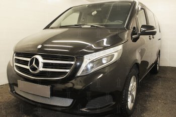 3 899 р. Защитная сетка в бампер (низ, ячейка 3х7 мм) Alfeco Стандарт Mercedes-Benz Vito W447 дорестайлинг (2015-2020) (Хром)  с доставкой в г. Тольятти. Увеличить фотографию 3