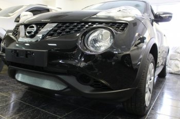 3 899 р. Защитная сетка в бампер (низ, ячейка 3х7 мм) Стрелка11 Стандарт Nissan Juke 1 YF15 рестайлинг (2014-2020) (Хром)  с доставкой в г. Тольятти. Увеличить фотографию 3