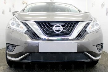 Защитная сетка в бампер (низ, ячейка 3х7 мм) Стрелка11 Стандарт Nissan Murano 3 Z52 дорестайлинг (2015-2022) ()