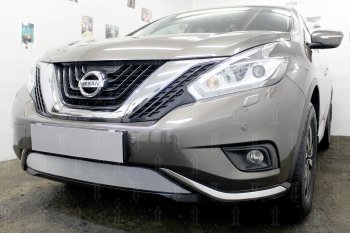 4 549 р. Защитная сетка в бампер (низ, ячейка 3х7 мм) Стрелка11 Стандарт Nissan Murano 3 Z52 дорестайлинг (2015-2022) (Хром)  с доставкой в г. Тольятти. Увеличить фотографию 4