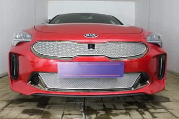 6 299 р. Защитная сетка в бампер (верх, ячейка 4х10 мм) Alfeco Премиум KIA Stinger (2017-2025) (Хром)  с доставкой в г. Тольятти. Увеличить фотографию 3