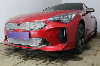 4 299 р. Защитная сетка в бампер (низ, ячейка 4х10 мм) Alfeco Премиум KIA Stinger (2017-2025) (Хром)  с доставкой в г. Тольятти. Увеличить фотографию 3