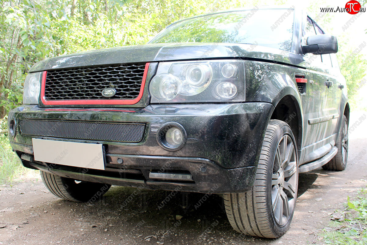 4 499 р. Защитная сетка в бампер (низ, ячейка 4х10 мм) Alfeco Премиум Land Rover Range Rover Sport 1 L320 дорестайлинг (2005-2009) (Чёрная)  с доставкой в г. Тольятти