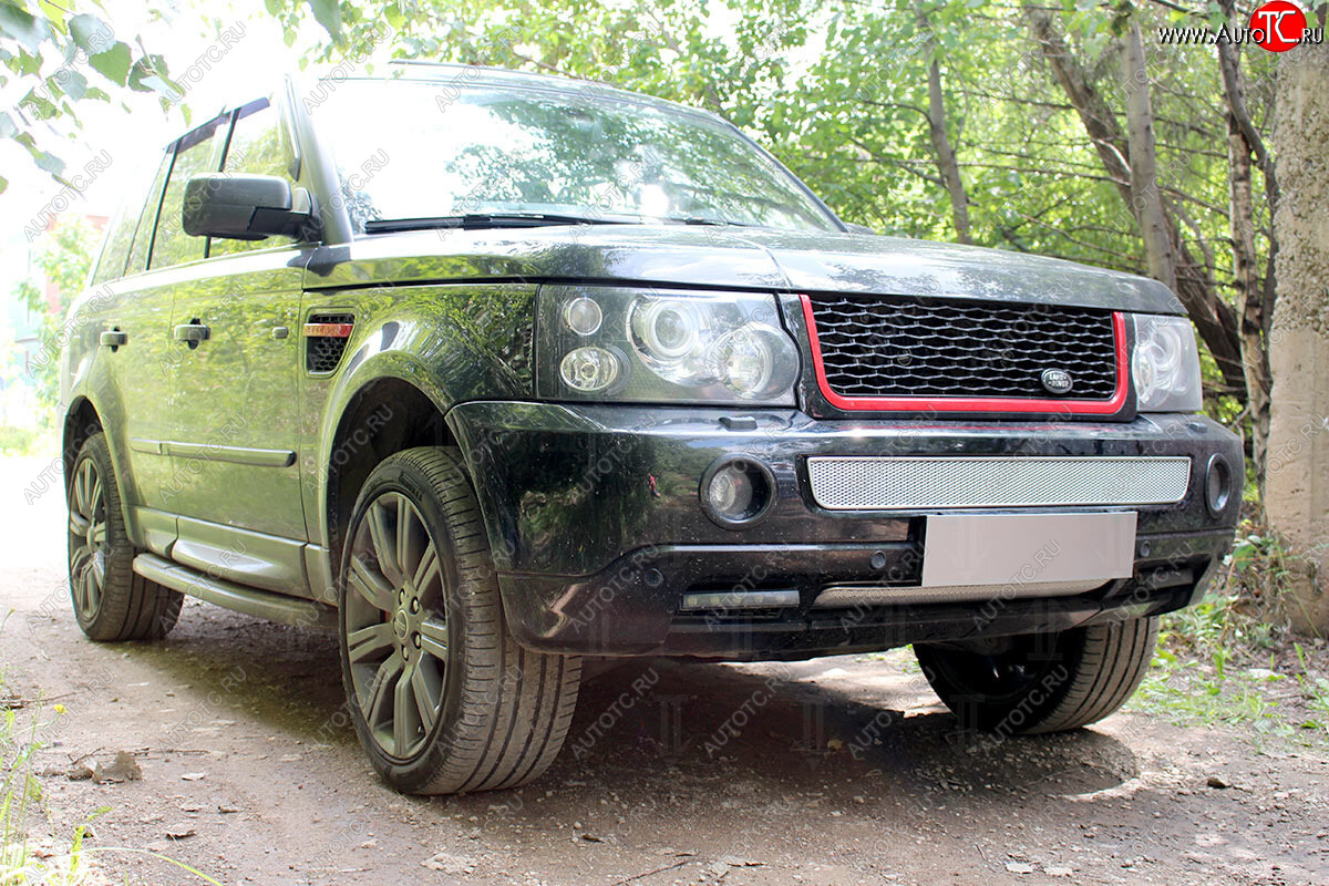 4 299 р. Защитная сетка в бампер (середина, ячейка 4х10 мм) Alfeco Премиум Land Rover Range Rover Sport 1 L320 дорестайлинг (2005-2009) (Хром)  с доставкой в г. Тольятти