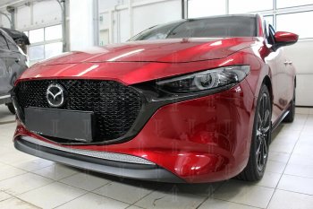 3 799 р. Защитная сетка в бампер (низ, ячейка 4х10 мм) Alfeco Премиум Mazda 3/Axela BP хэтчбэк (2019-2025) (Хром)  с доставкой в г. Тольятти. Увеличить фотографию 3