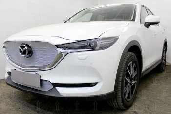 7 349 р. Защитная сетка в бампер (верх, 3D, ячейка 4х10 мм) Alfeco Премиум Mazda CX-5 KF (2016-2025) (Хром)  с доставкой в г. Тольятти. Увеличить фотографию 2