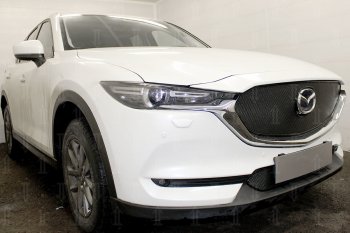 6 299 р. Защитная сетка в бампер (верх, ячейка 4х10 мм) Alfeco Премиум Mazda CX-5 KF (2016-2025) (Чёрная)  с доставкой в г. Тольятти. Увеличить фотографию 4