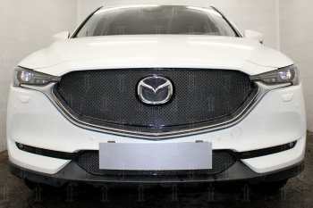 Защитная сетка в бампер (верх, ячейка 4х10 мм) Alfeco Премиум Mazda CX-5 KF (2016-2025) ()