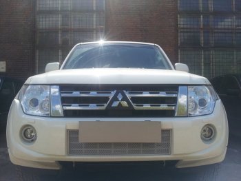 Защитная сетка в бампер (низ, ячейка 3х7 мм) Стрелка11 Премиум Mitsubishi Pajero 4 V80 3 дв. 1-ый рестайлинг (2011-2014) ()