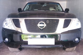 4 199 р. Защитная сетка в бампер (низ, ячейка 4х10 мм) Стрелка11 Премиум Nissan Patrol 6 Y62 дорестайлинг (2010-2014) (Чёрная)  с доставкой в г. Тольятти. Увеличить фотографию 3