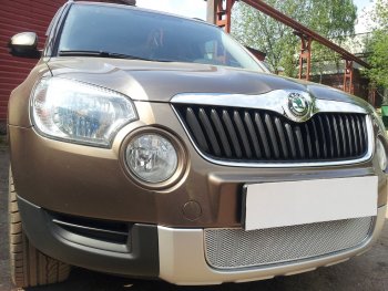 4 299 р. Защитная сетка в бампер (низ, ячейка 4х10 мм) Стрелка11 Премиум Skoda Yeti (2009-2013) (Хром)  с доставкой в г. Тольятти. Увеличить фотографию 4