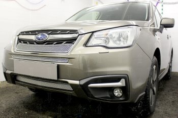 3 999 р. Защитная сетка в бампер (низ, ячейка 4х10 мм) Стрелка11 Премиум Subaru Forester SJ рестайлинг (2016-2019) (Хром)  с доставкой в г. Тольятти. Увеличить фотографию 3