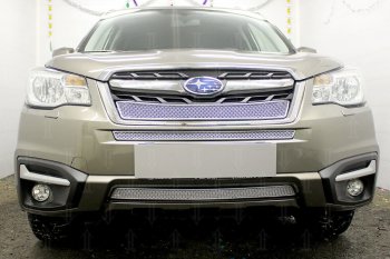 Защитная сетка в бампер (середина, ячейка 4х10 мм) Стрелка11 Премиум Subaru Forester SJ рестайлинг (2016-2019) ()