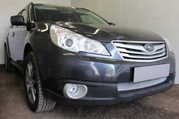 4 199 р. Защитная сетка в бампер (низ, ячейка 4х10 мм) Стрелка11 Премиум Subaru Outback BR/B14 дорестайлинг универсал (2009-2013) (Хром)  с доставкой в г. Тольятти. Увеличить фотографию 4