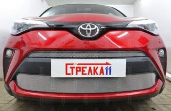 5 549 р. Защитная сетка в бампер (низ, ячейка 4х10 мм) Стрелка11 Премиум Toyota C-HR NGX10, ZGX10 рестайлинг (2019-2025) (Хром)  с доставкой в г. Тольятти. Увеличить фотографию 2