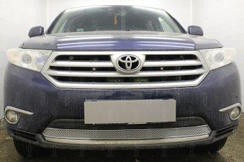 Защитная сетка в бампер (низ, ячейка 4х10 мм) Стрелка11 Премиум Toyota Highlander XU40 рестайлинг (2010-2013) ()