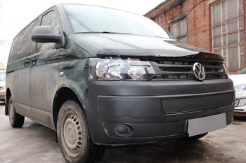 4 199 р. Защитная сетка в бампер (низ, ячейка 4х10 мм) Стрелка11 Премиум Volkswagen Transporter T5 рестайлинг (2009-2015) (Чёрная)  с доставкой в г. Тольятти. Увеличить фотографию 2