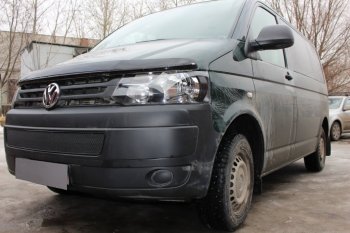 4 199 р. Защитная сетка в бампер (низ, ячейка 4х10 мм) Стрелка11 Премиум Volkswagen Transporter T5 рестайлинг (2009-2015) (Чёрная)  с доставкой в г. Тольятти. Увеличить фотографию 3