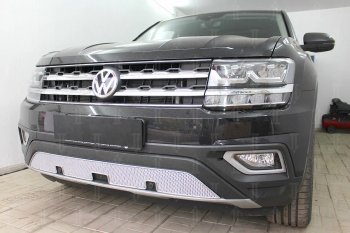 4 649 р. Защитная сетка в бампер (низ, ячейка 4х10 мм) Стрелка11 Премиум Volkswagen Teramont CA1 дорестайлинг (2016-2020) (Хром)  с доставкой в г. Тольятти. Увеличить фотографию 4