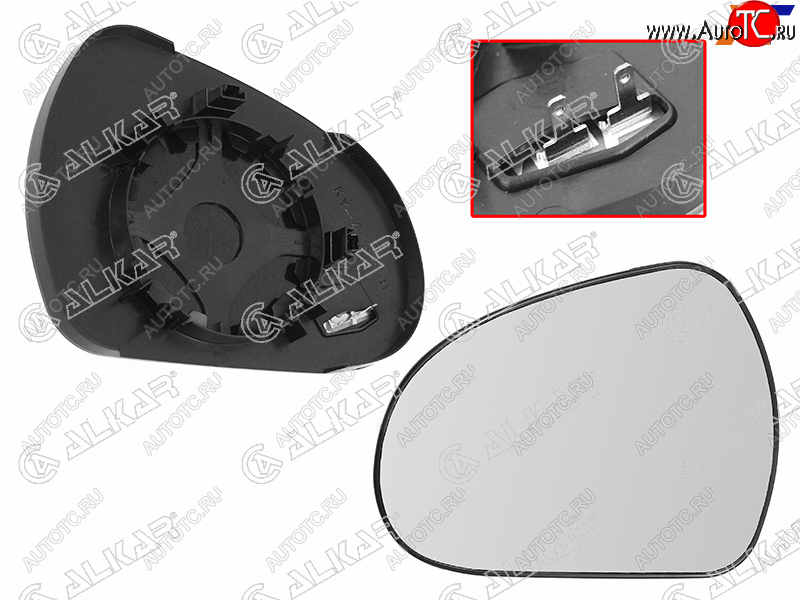 779 р. Левое полотно зеркала (асферическое, с обогревом) ALKAR Peugeot 308 T7 универсал дорестайлинг (2007-2011)  с доставкой в г. Тольятти