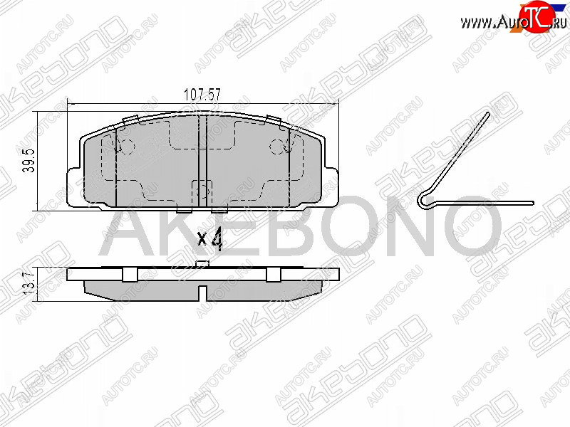 2 399 р. Задние тормозные колодки AKEBONO Mazda Premacy (1999-2004)  с доставкой в г. Тольятти