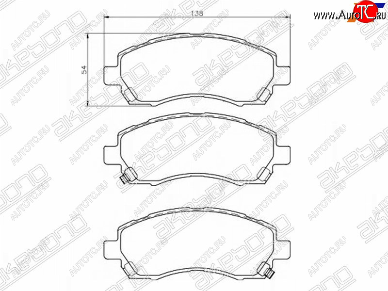 2 399 р. Колодки тормозные AKEBONO (передние) Subaru Legacy BH/BE12 универсал (1998-2003)  с доставкой в г. Тольятти