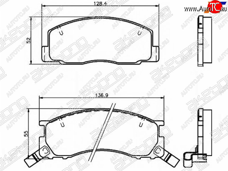 2 599 р. Колодки тормозные AKEBONO (передние) Toyota Estima Emina XR10, XR20 минивэн дорестайлинг (1992-1994)  с доставкой в г. Тольятти