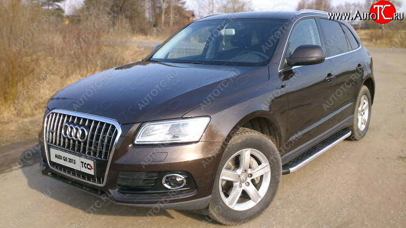 20 899 р. Алюминиевые порожки для ног с пластиковой накладкой TCC Tюнинг  Audi Q5  8R (2008-2017) дорестайлинг, рестайлинг (серый)  с доставкой в г. Тольятти