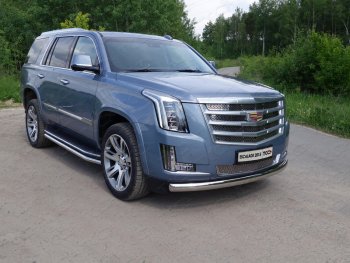 Защита переднего бампера нижняя овальная 75*42 мм ТСС Тюнинг Cadillac Escalade GMTK2 джип 5 дв. короткая база (2015-2020) ()