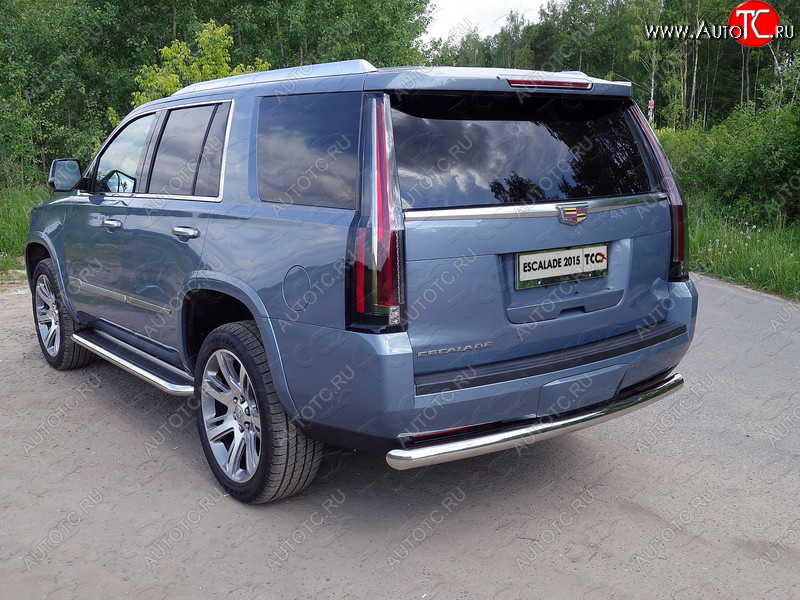 22 999 р. Защита задняя (нержавейка 76,1 мм) ТСС Тюнинг  Cadillac Escalade  GMTK2 джип 5 дв. (2015-2020) короткая база  с доставкой в г. Тольятти