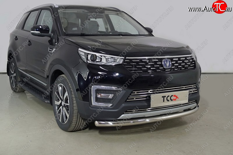 16 949 р. Защита переднего бампера нижняя d60,3 мм ТСС Тюнинг  Changan CS55 (2017-2024) дорестайлинг, рестайлинг (нержавейка)  с доставкой в г. Тольятти