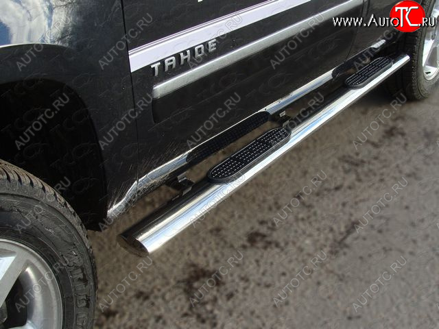 45 999 р. Пороги овальные с накладкой 120x60 мм ТСС Тюнинг Chevrolet Tahoe GMT900 5 дв. (2006-2013) (серые)  с доставкой в г. Тольятти