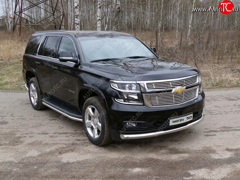 24 949 р. Защита переднего бампера нижняя 76,1 мм ТСС Тюнинг  Chevrolet Tahoe  GMT900 (2006-2013) 5 дв. (нержавейка)  с доставкой в г. Тольятти