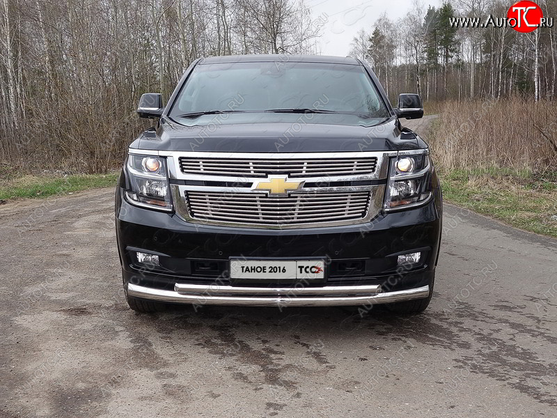 34 999 р. Защита передняя нижняя двойная 76,1*50,8 мм Тюнинг  Chevrolet Tahoe ( GMT900,  K2UC) (2006-2021) 5 дв. (нержавейка)  с доставкой в г. Тольятти