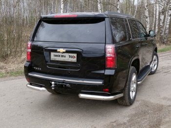 Защита задняя (уголки, нержавейка 76,1 мм) ТСС Тюнинг Chevrolet Tahoe K2UC (2014-2021)