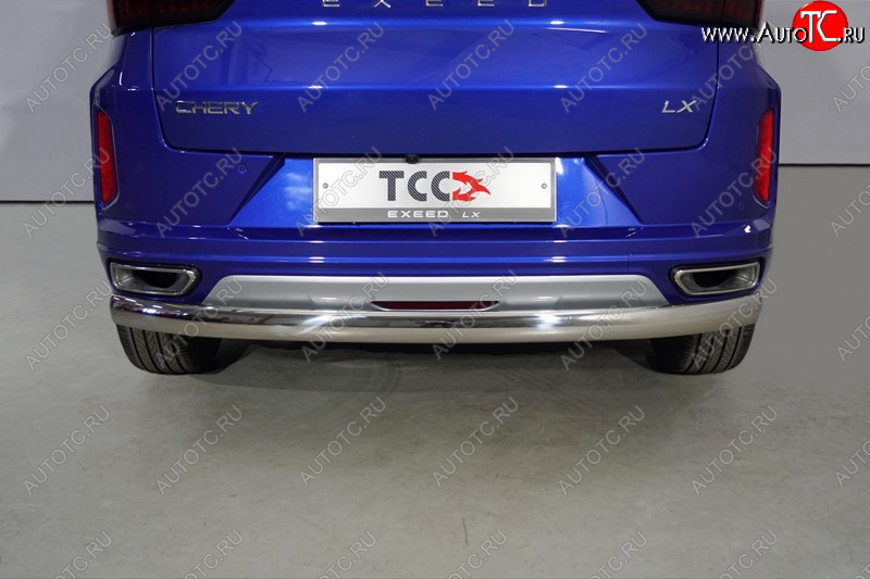 14 749 р. Защита заднего бампера (1.5L Turbo 2WD, овальная, d75х42 мм) TCC EXEED LX 1-ый рестайлинг (2021-2025)  с доставкой в г. Тольятти