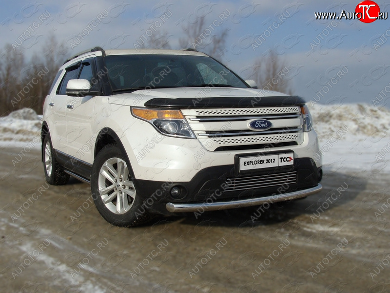 21 799 р. Защита переднего бампера нижняя 76,1 мм ТСС Тюнинг Ford Explorer U502 дорестайлинг (2010-2016) (нержавейка)  с доставкой в г. Тольятти