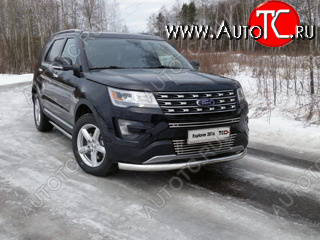 21 799 р. Защита переднего бампера нижняя 76,1 мм ТСС Тюнинг  Ford Explorer  U502 (2015-2018) 1-ый рестайлинг, 5 дв. (нержавейка)  с доставкой в г. Тольятти