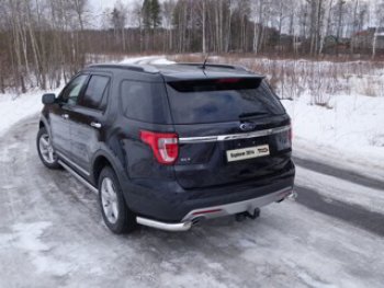 Защита задняя (уголки, нержавейка 76,1 мм) ТСС Тюнинг Ford Explorer U502 1-ый рестайлинг, 5 дв. (2015-2018)