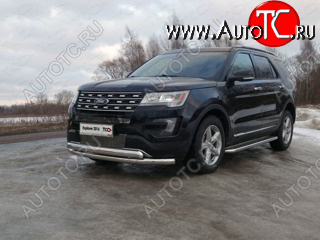 27 599 р. Защита передняя нижняя двойная 76,1*75 мм ТСС Тюнинг  Ford Explorer  U502 (2015-2018) 1-ый рестайлинг, 5 дв. (нержавейка)  с доставкой в г. Тольятти