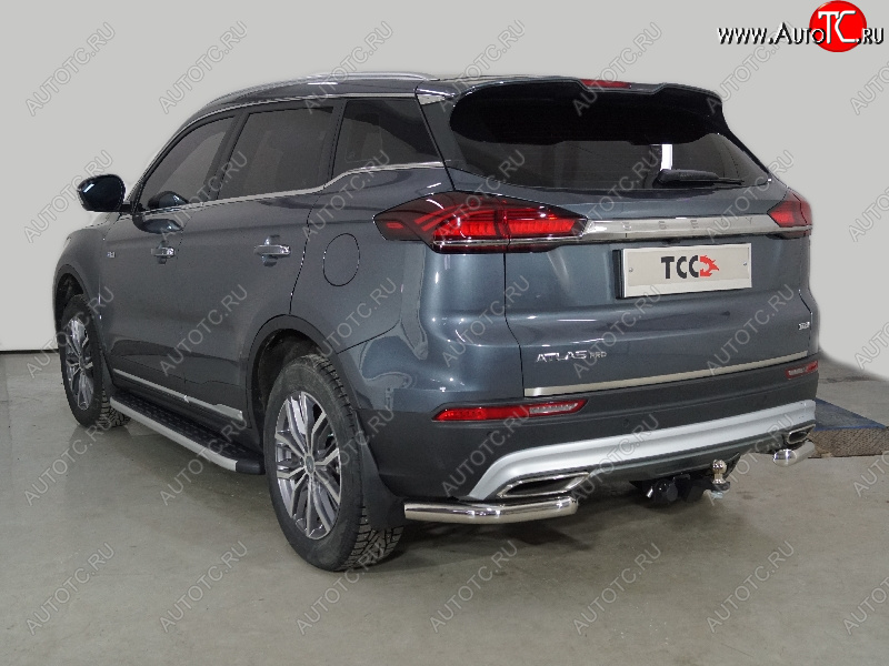 21 599 р. Защита задняя (уголки 60,3 мм) ТСС Тюнинг  Geely Atlas Pro  NL3 (2019-2024) (уголки)  с доставкой в г. Тольятти