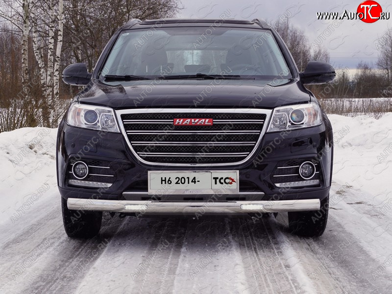 40 999 р. Защита передняя нижняя овальная с ДХО 75х42 мм ТСС Тюнинг  Haval H6 (2013-2020) (нержавейка)  с доставкой в г. Тольятти