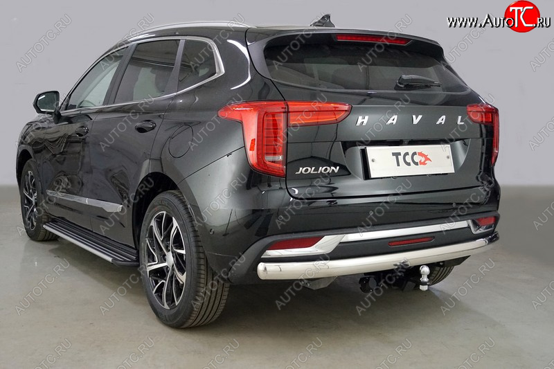 20 599 р. Защита заднего бампера (1.5 2WD, овальная, d75х42 мм) TCC Haval Jolion дорестайлинг (2020-2024)  с доставкой в г. Тольятти