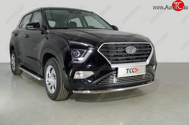 17 099 р. Защита переднего бампера нижняя d42,4 мм ТСС Тюнинг Hyundai Creta SU (2020-2022) (нержавейка)  с доставкой в г. Тольятти