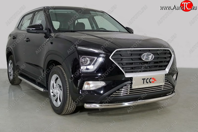 20 749 р. Защита переднего бампера нижняя d60,3 мм ТСС Тюнинг Hyundai Creta SU (2020-2022) (нержавейка)  с доставкой в г. Тольятти