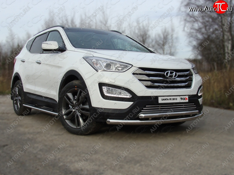 22 999 р. Защита переднего бампера нижняя d60,3*50,8 мм ТСС Тюнинг  Hyundai Santa Fe  DM (2012-2019) дорестайлинг, рестайлинг (нержавейка)  с доставкой в г. Тольятти